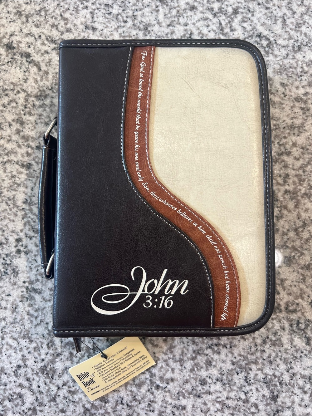 John 3:16 Brown & Cream Bible Cover Zippered Organizer
